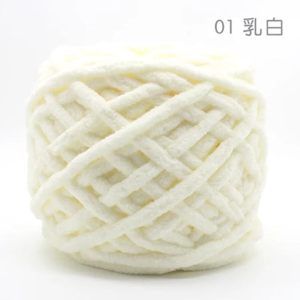 Factory wholesale 100g thick ice strip wool single-strand woven wool ball hook crochet slippers thread self-woven wool ball