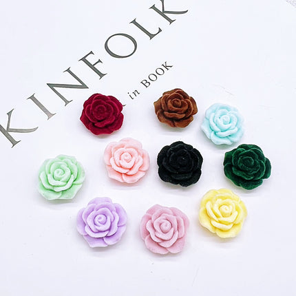 Baroque French Flocking Velvet Resin Camellia Rose diy Accessories Mobile Phone Case Shake Voice Live Supply