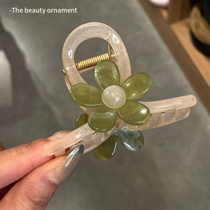 Korean Acrylic Flower Clip for Women, Versatile Medium Size Ins Small Fragrance Style Pastoral Half-Tied Clip Hair Accessory Pastoral Style