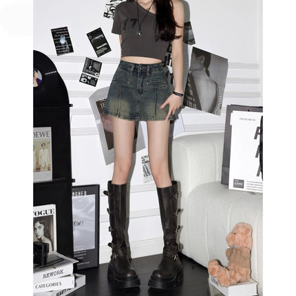 Vintage High-Waisted Denim Shorts for Women 2025 Summer New Petite Thin Hot Girl A-Line Bodycon Hot Pants