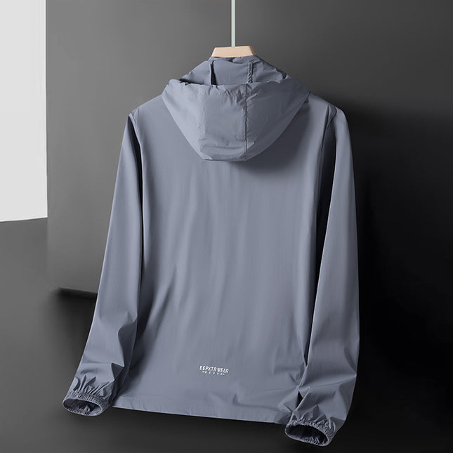 Summer Solid Color Simple Zipper Outdoor Hooded Sun Protection Jacket Breathable and Lightweight Outdoor Jacket