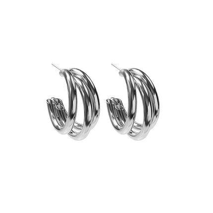European and American Style Simple Elegant Metal Wind Ring Earrings Retro Exaggerated Irregular Electroplating High-grade Earrings for Women