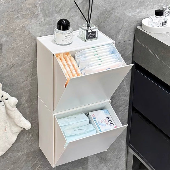 Sanitary napkin storage box wall-mounted household bathroom toilet aunt towel waterproof non-perforated tissue box storage rack