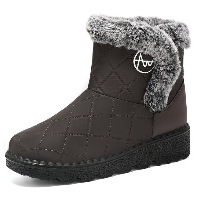 Women's Snow Boots Autumn and Winter New Cross-Border Dropshipping Polyurethane Mid-Calf Cotton Shoes with Plush Lining and Thickened Warm Cotton Boots