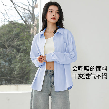 Women's Sun Protection Shirt Women's Long-Sleeved High-End Shirt Women's Summer Light and Breathable White Shirt Jacket Top
