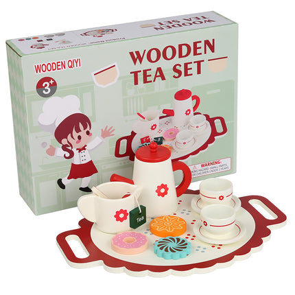 Wooden Toy Children's Play Toy Kitchen Bread Machine Coffee Machine Stirring Solid Wood Girl Baby Breakfast