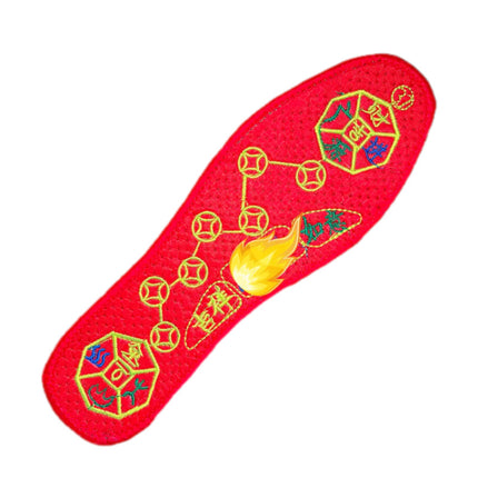 Footrest Seven Stars Insole Breathable, Anti-Odor, Sweat-Absorbent Men's and Women's Red Cotton Lucky Embroidered Insole for the Year of Birth