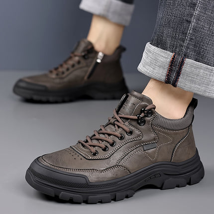 Northeast Snow Boots Men's 2024 Winter fleece-lined Thickened Middle Men's Cotton Leather Shoes Cold-proof Warm Non-slip Large Cotton Shoes