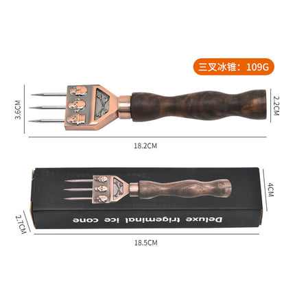 Stainless Steel Ice Chisel Three-Pronged Ice Cone Bar Ice Crushing Tool Ice Ball Ice Cutting Skull Three-Pronged Halberd Cone Head