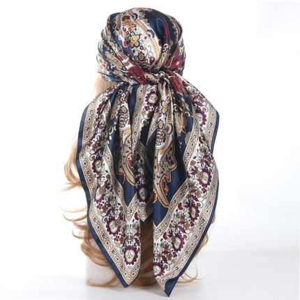 Malaysia shoppe satin satin 90*90cm large square letter printed silk scarf Satinbawal