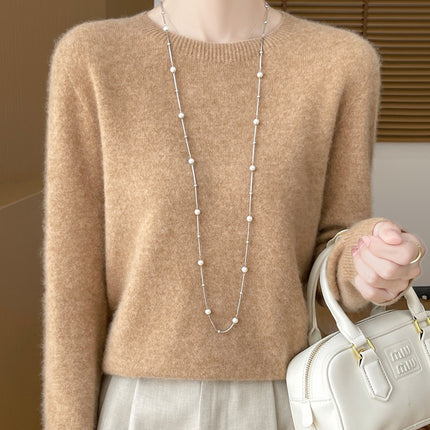 First-Line Ready-To-Wear 100% Pure Wool Round Neck Knitwear Women's New Autumn and Winter Seamless Knitwear Slimming Look Versatile Knitwear
