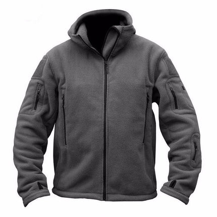 Cross-border Men's Outdoor Warm Inner Pile Fleece Fleece Cold-proof Rushing Clothes Wind Hat Solid Color Hooded Jacket