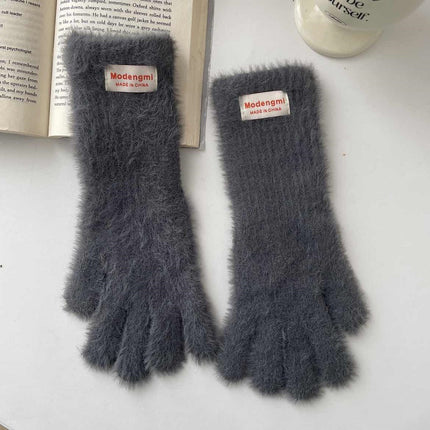 Japanese cute plush gloves women's winter warm cold warm long gloves can touch screen to play with snow atmosphere
