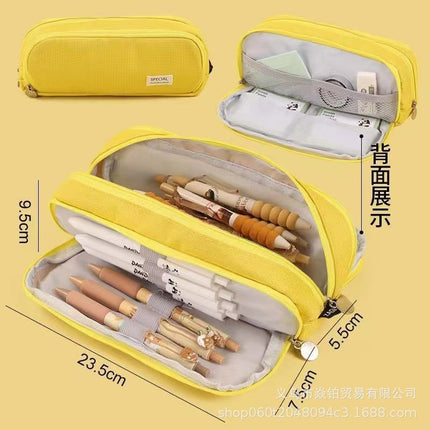 Korean Style Boat-Shaped Large-Capacity Multi-Layer Oxford Pencil Bag Multi-Functional Portable Stationery Box Simple Student Storage Pencil Bag