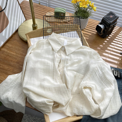 Looking forward to summer ~ French cotton and linen sunscreen shirt women's cotton and linen thin shirt high-grade anti-wrinkle long sleeve coat