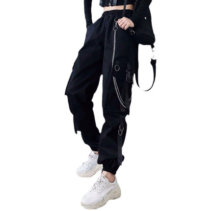 [Send Chain] Spring and Autumn Black Leg Overalls Women's Hip-Hop Trendy ins Straight Loose Bf Haren Pants for Children