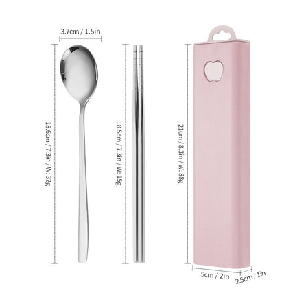 304 Stainless Steel Convenient Tableware Fork, Spoon and Chopsticks Three-Piece Set Outdoor Travel Student Storage Box Tableware Set