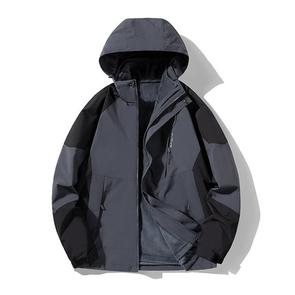 1818 Three-In-One Mink Velvet Outdoor Mountaineering Jacket for Couples, Removable, Thickened, Warm and Windproof Two-Piece Set