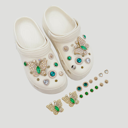 Cross-Border New Model Suitable for Hole Shoe Accessories DIY Shoe Buckle Pearl Chain Butterfly Decoration Removable Shoe Buckle