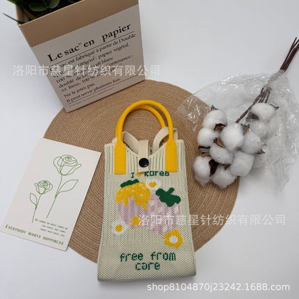 Girl's Heart-Shaped Knitted Crossbody Bag
