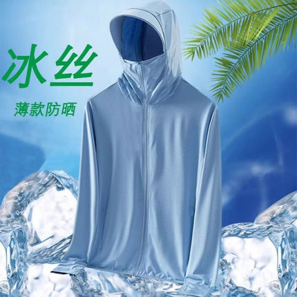 Printed Sun Protection Clothing with Customized Logo for Men and Women, Summer Ice Silk Thin Jacket, Fishing-Specific Outdoor Sports Anti-Uv Clothing