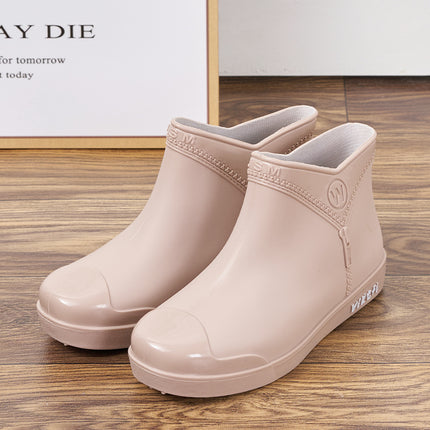 Women's Fashionable Low-rise Flat Rain Boots Cotton Rain Boots for Outer Wear Korean Style Fashionable Low-rise Women's Shoes for Kitchen Work