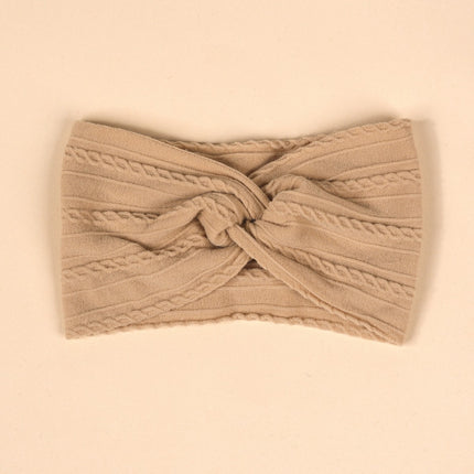 Cross-Border Kidsren's Hair Accessories European and American Popular Baby Cross Headband Jacquard Twist Bow Baby Pure Color Hairband