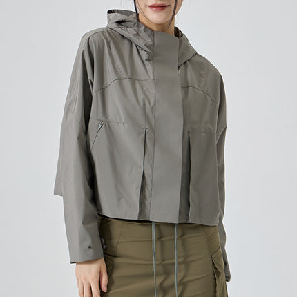 Original Style Hooded Windbreaker Jacket, Light Rain Jacket, Windproof, Waterproof, Breathable, Short Workwear Outdoor Sports Coat