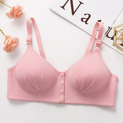 Cross-Border Middle-Aged Mother's Front Snap Vest-Style Bra Push-Up Without Rims Thin Underwear Beautiful Back Bra for Women