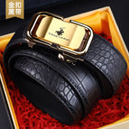 B11 gold buckle black belt / 120cm
