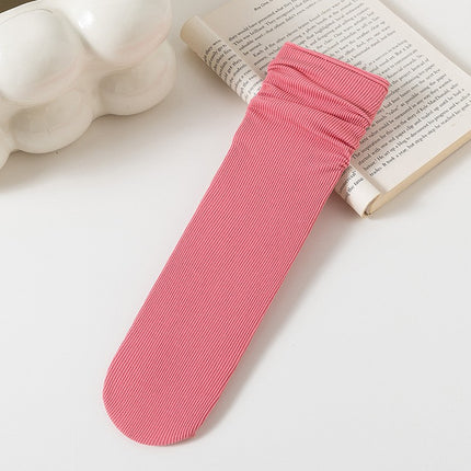 Ice Socks 2025 Popular Women's Summer Thin Pure Color Mid-Calf Socks for Girls Summer Japanese Style Style Sweat-Absorbent, Breathable and Deodorant