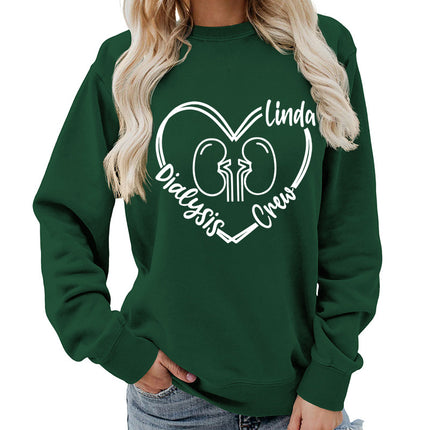 Foreign trade supply dialysis love printing round neck women's coat sweater foreign trade supply autumn and winter coat leisure