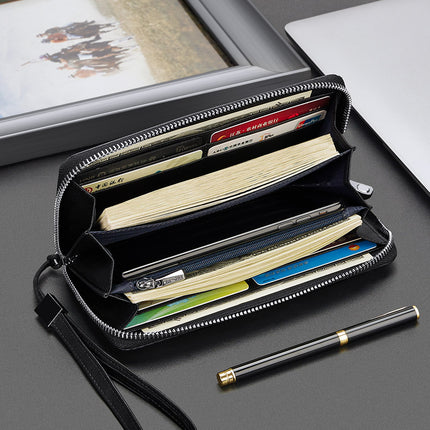 Emperor Paul Men's Long Zipper Wallet Vintage Print Clutch Large Capacity Multi-Card Slot Money Clip Clutch Bag