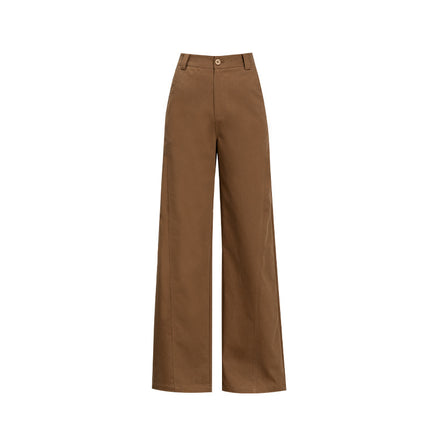 Mingbo Wide-Leg Pants for Women, Loose-Fitting Drop-Leg Pants, 2025 Spring and Autumn New Style, High-Waisted, Slimming, Casual Workwear, Tencel Cotton Pants