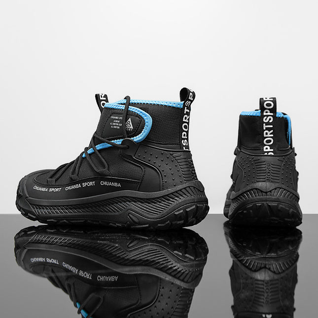 Men's Shoes Winter 2024 New Trbottomy Versatile Sports and Leisure Men's Wear-Resistant Thick Sole Heightening Black Dad Trendy Shoes