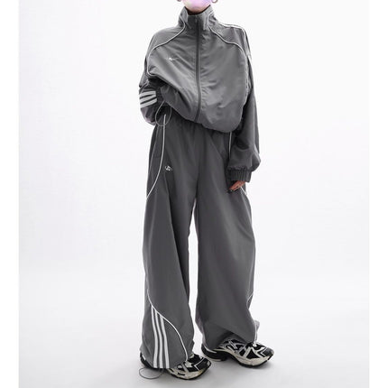 2026 Autumn Loose-Fitting Trendy Brand Suit for Women, High-End Loose and Stylish Windbreaker Jacket + Wide-Leg Pants 2-Piece Set