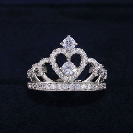 European and American Style Crown Zircon Wedding Ring Women's Classic Fashion Jewelry Wholesale Popular Wedding Ring