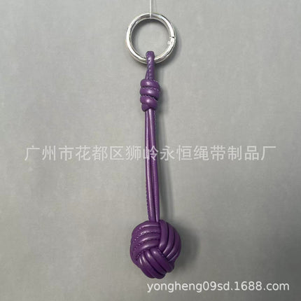 Car Keychain Bag Couple Exquisite Gift Soft Sheepskin Handmade Woven Tennis Ball Monkey Fist Hanging Bag