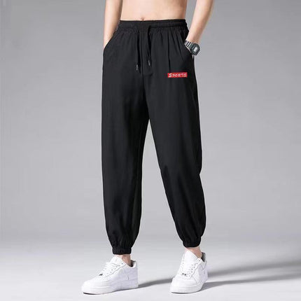 Summer Fashion Versatile Harem Pants Hong Kong Style Ribbed Jogger Pants Men's Durable Casual Pants Breathable Thin Sports Pants