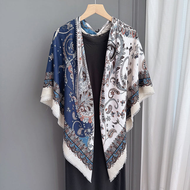 New exotic cashew flower square 130x 130 ladies atmosphere soft cotton breathable scarf shawl