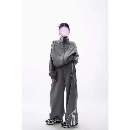 2026 Autumn Loose-Fitting Trendy Brand Suit for Women, High-End Loose and Stylish Windbreaker Jacket + Wide-Leg Pants 2-Piece Set