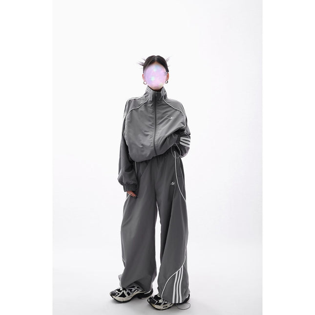 2026 Autumn Loose-Fitting Trendy Brand Suit for Women, High-End Loose and Stylish Windbreaker Jacket + Wide-Leg Pants 2-Piece Set