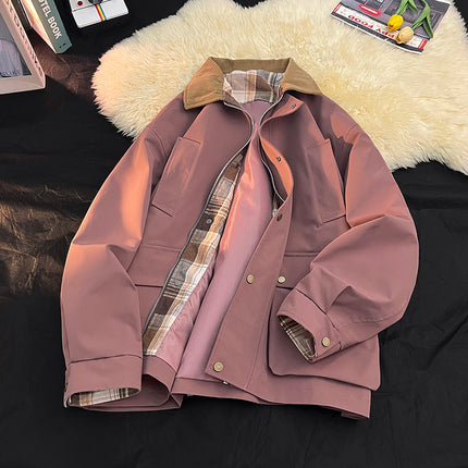 Spring and Summer Fashion Men's and Women's Warm Windproof Waterproof Casual Collar Collar Jacket