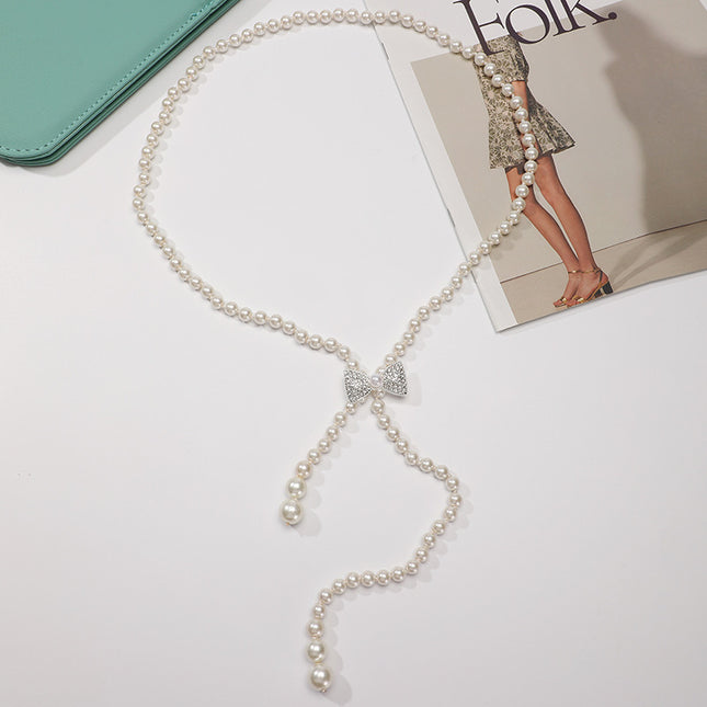 Tweed Style Pearl Waist Chain Decoration Summer Dress High-End Elegant Accessible Luxury Style Fashionable Simple Pearl Chain
