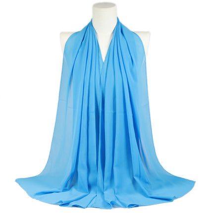 Solid Color Single Color Pearl Chiffon Scarf Malaysia Hot Selling Long Scarf Scarf Shawl Export Malaysia