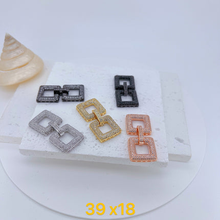 Wholesale micro inlay square necklace bracelet buckle jewelry accessories full zirconium necklace connection button DlY material accessories