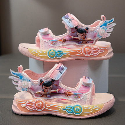 Children's Sandals Girls Beach Shoes Summer New Cartoon Girls Princess Shoes Cute Soft Sole Baby Sports Sandals