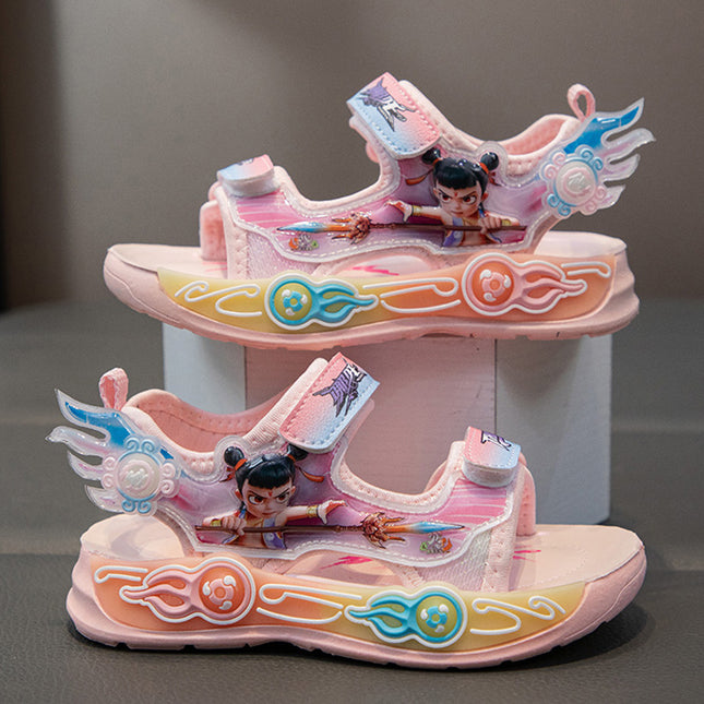 Children's Sandals Girls Beach Shoes Summer New Cartoon Girls Princess Shoes Cute Soft Sole Baby Sports Sandals