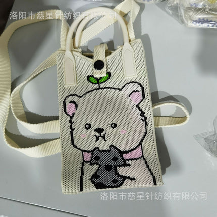 Girl's Heart-Shaped Knitted Crossbody Bag