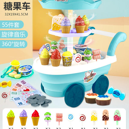 Wholesale Children's Shopping Cart Toy Baby Fruit Supermarket Trolley Boys' Girls Simulation Play-house Big Kitchen